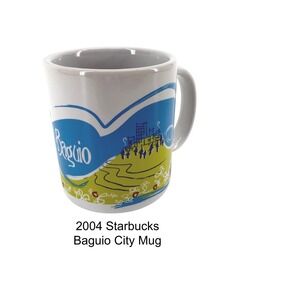 Rare Starbucks 2004 Baguio City Mug Philippine Exclusives Blue Green Ceramic